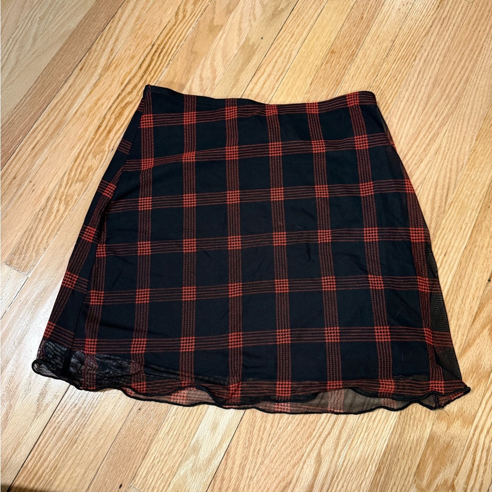 Plaid Black and Red Women's Skirt
